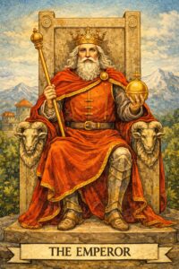 タロットカードの皇帝(正位置)のイラスト