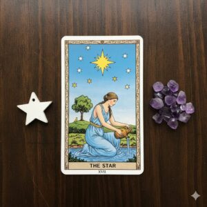 タロットカードの星(正位置)のイラスト