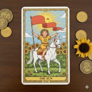 タロットカードの太陽(正位置)のイラスト