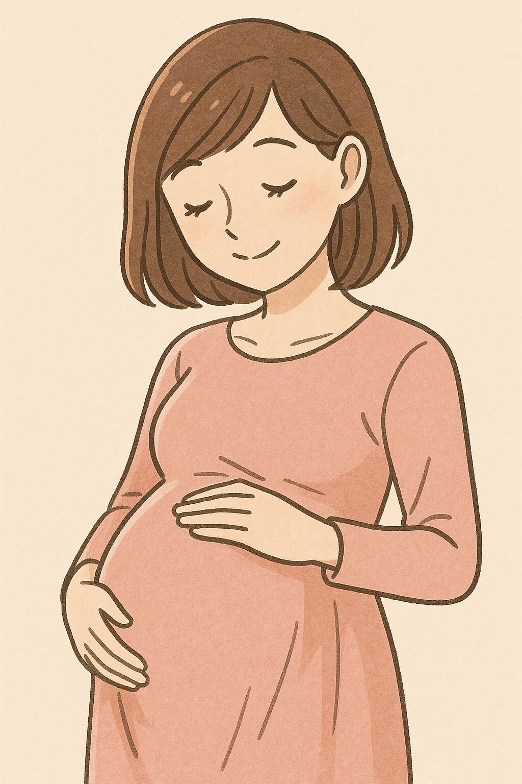 ジンクスを実践している妊婦のイラスト