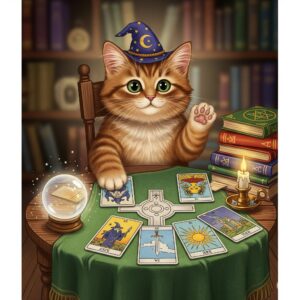 タロットをしている猫