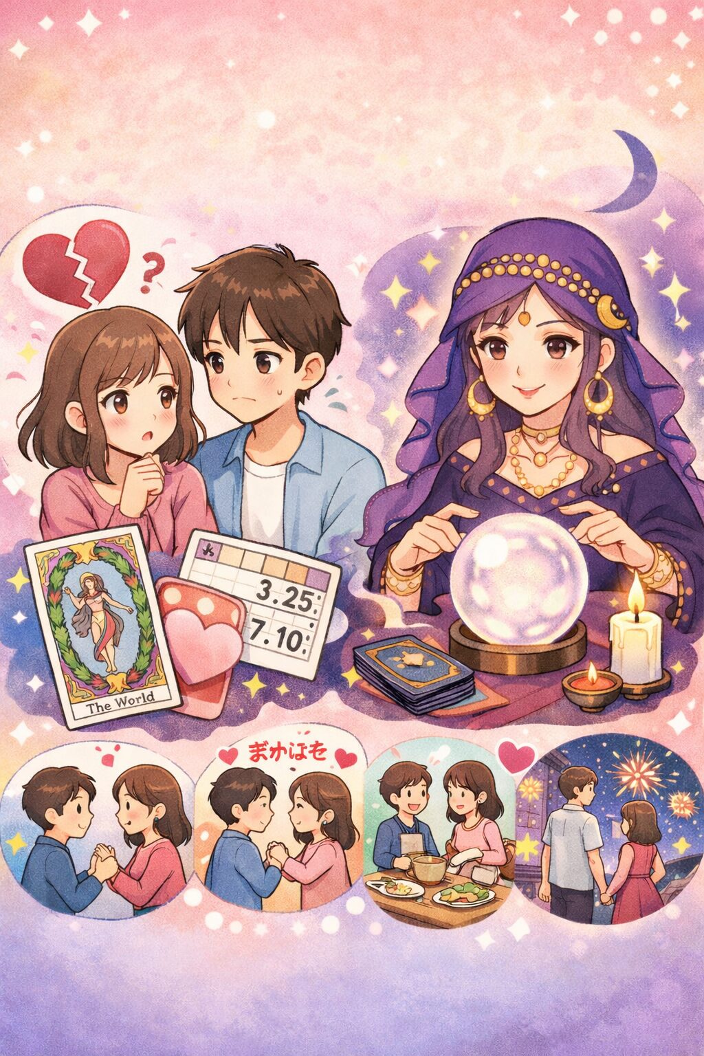 今後を占ってもらっているカップル