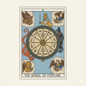 タロットカードの「運命の輪」の正位置のイラスト